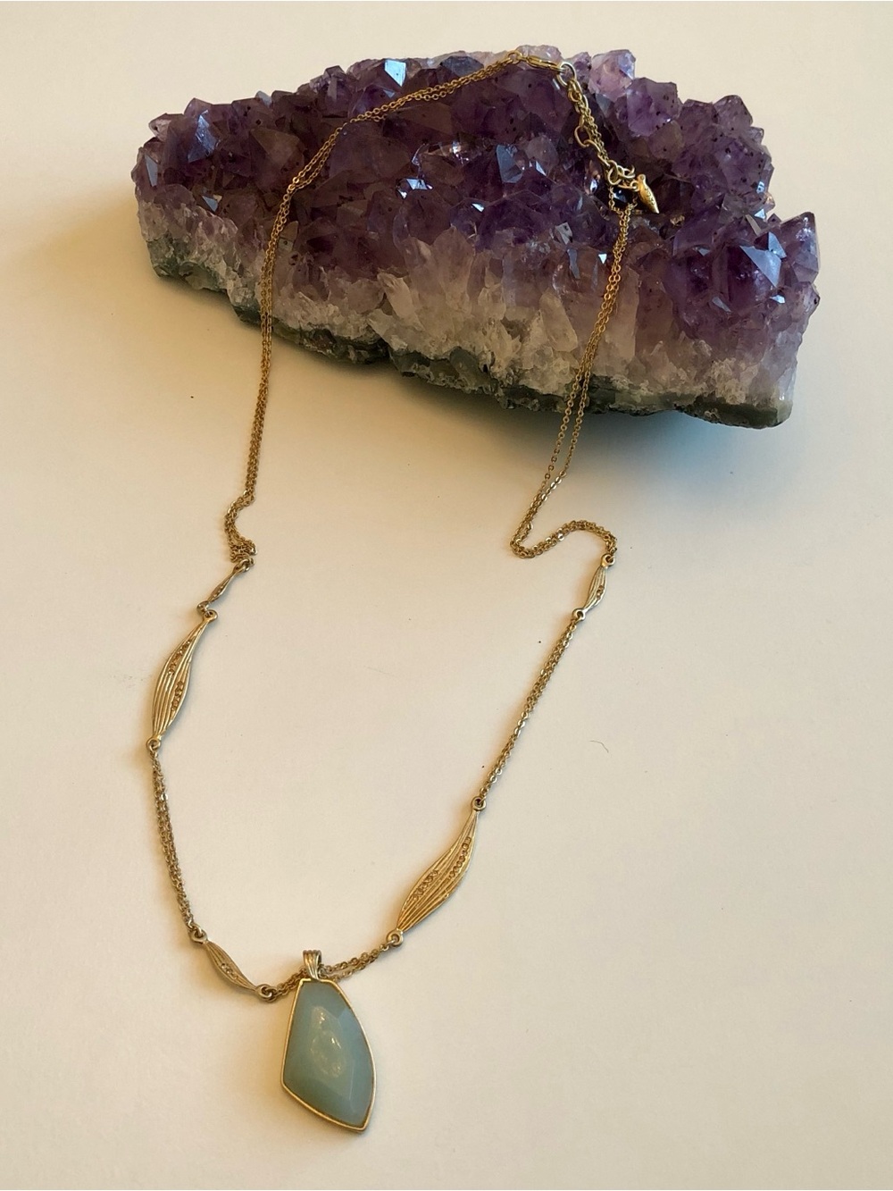 NEW Chloe + Isabel Gilded Reeds Aventurine Long Pendant Necklace | Gold